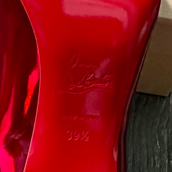 Christian Louboutin Kate 100 Psychic Lining Red Shiny Patent Heels - Picture 3 of 4